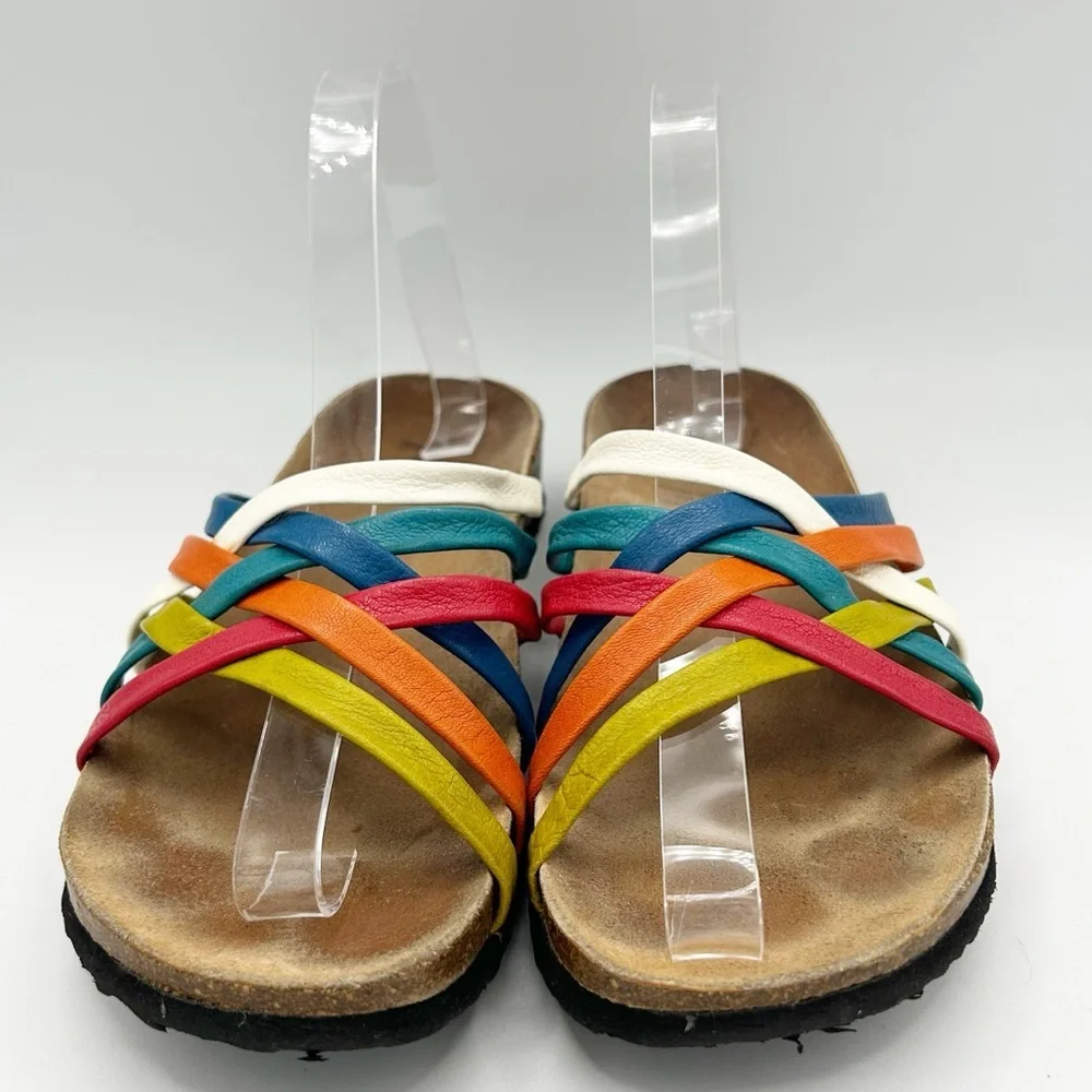 Think! Womens Multicolor Woven Strappy‎ Slide Sandals Shoe Size 40